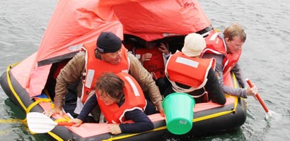 practise using a life boat